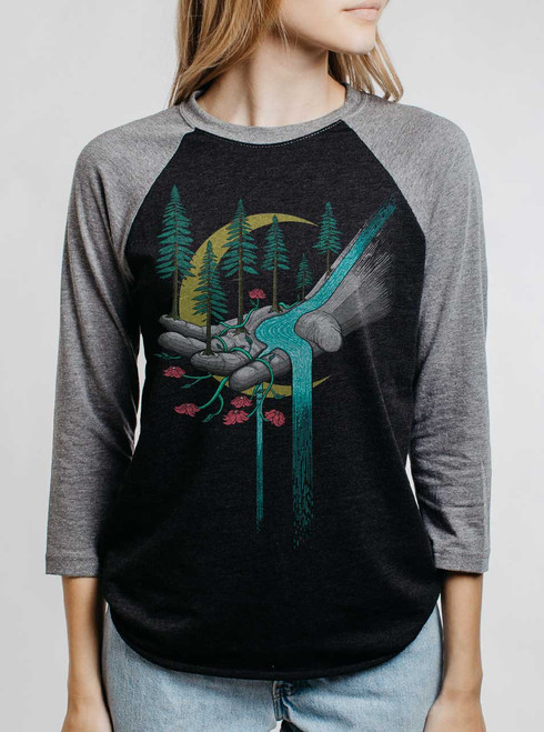 美品✨TODAYFUL Sheer Raglan Long T-shirts Hand of Nature - Multicolor on Heather Black and Grey Triblend