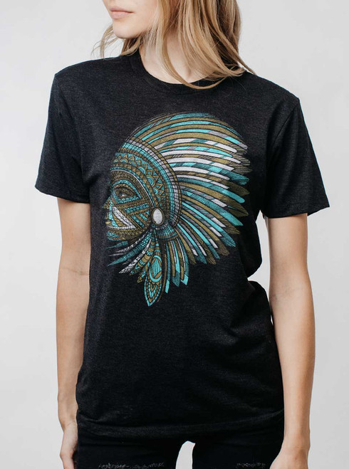 Warrior - Multicolor on Heather Black Triblend Womens Unisex T Shirt