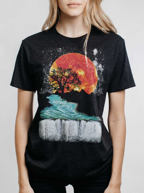 Sunset Waterfall - Multicolor on Heather Black Triblend Mens T Shirt ...