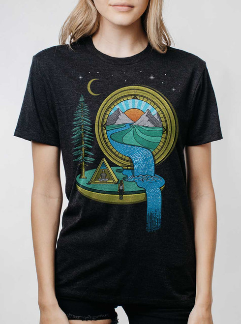 Compass - Multicolor on Heather Black Triblend Womens Unisex T Shirt