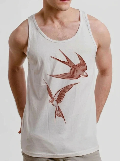 Swallows - Multicolor on White Mens Tank Top