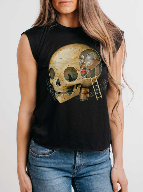 Thinking Space - Multicolor on Black Women's Rolled Cuff T-Shirt Thinking Space - Multicolor on Black Women's Rolled Cuff T-Shirt