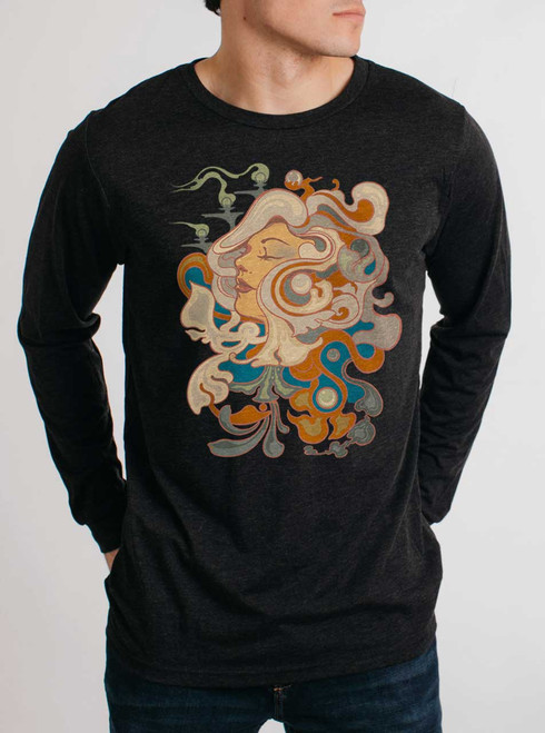 Wizard - Multicolor on Heather Black Triblend Men's Long Sleeve
