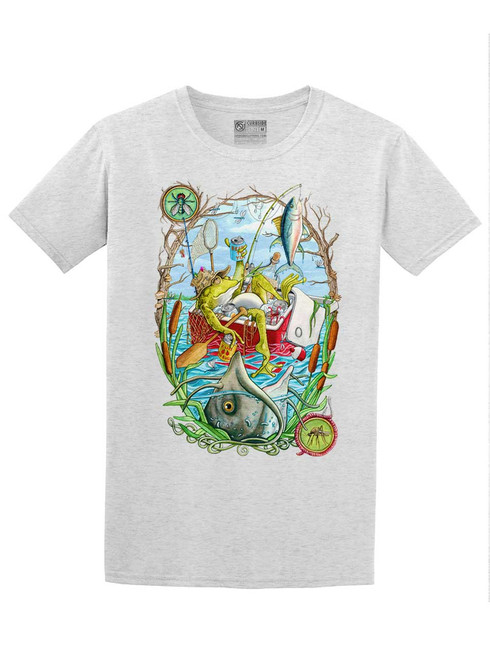 Fishing Frog - Multicolor on Mens T Shirt - Curbside Clothing