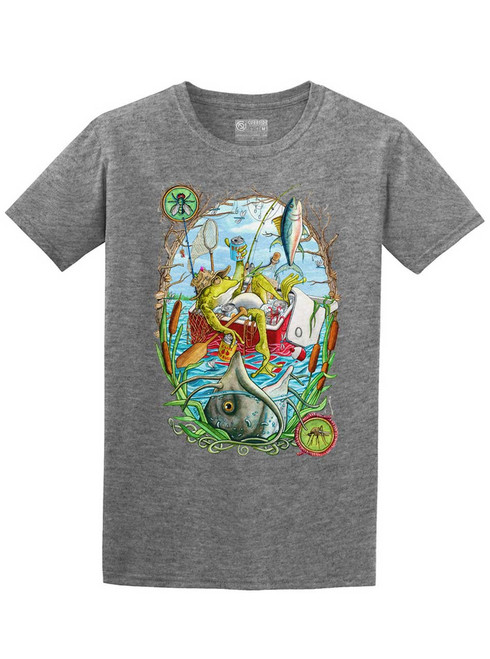 Fishing Frog - Multicolor on Mens T Shirt - Curbside Clothing