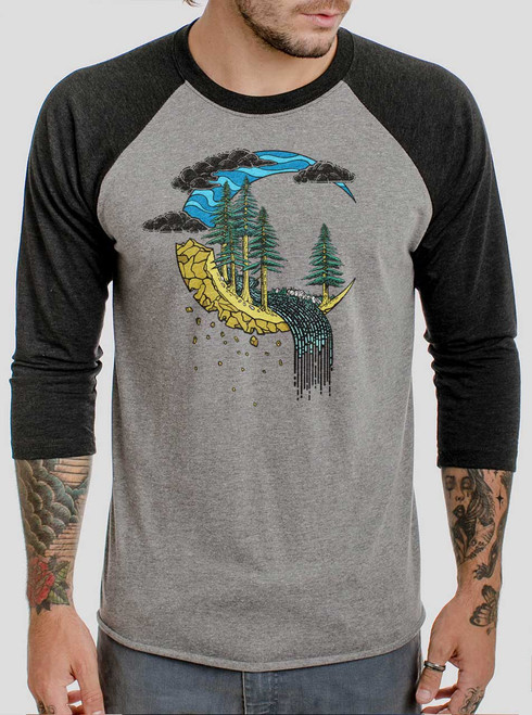 Crescent Moon - Multicolor on Heather Grey and Black Triblend Raglan