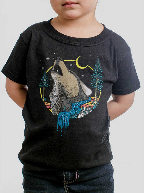 Wolf World - Multicolor on Black Toddler T-Shirt