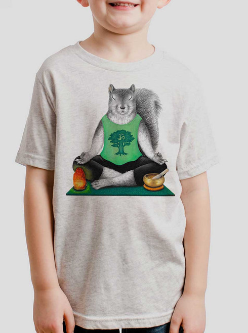 Yoga Squirrel - Multicolor on Heather Grey Triblend Youth T-Shirt