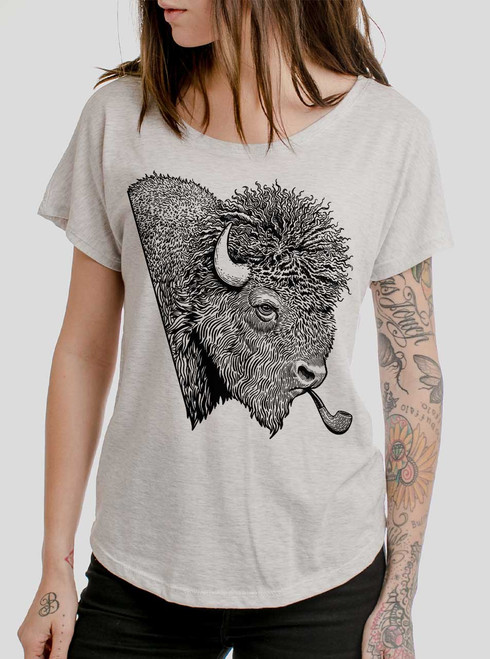 Smoked Buffalo - Black on Womens Unisex T Shirt - Curbside Clothing