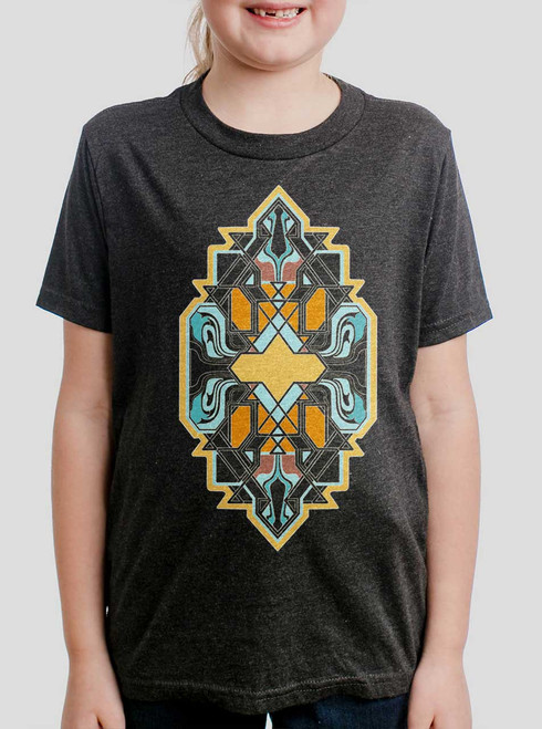 Form and Flow - Multicolor on Heather Black Triblend Youth T-Shirt