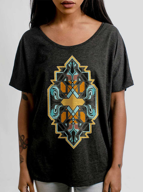 Form and Flow - Multicolor on Heather Black Triblend Womens Dolman T Shirt