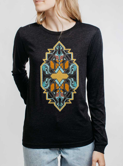 Form and Flow - Multicolor on Heather Black Triblend Womens Long Sleeve