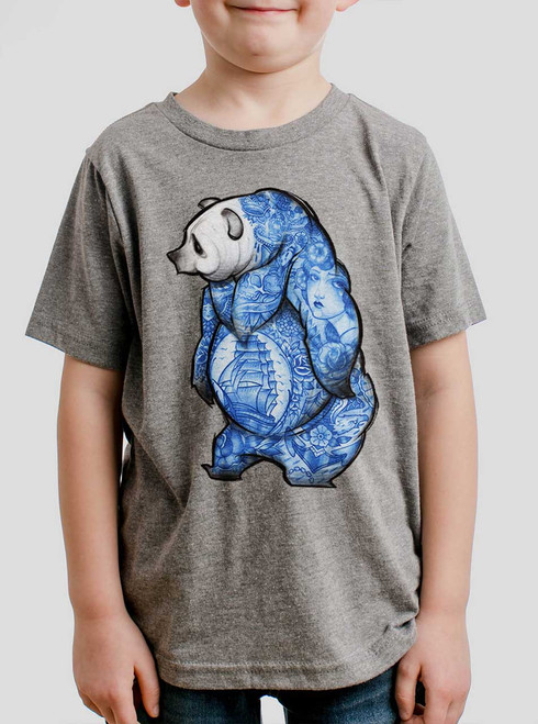 Inked Bear - Multicolor on Heather Grey Triblend Youth T-Shirt