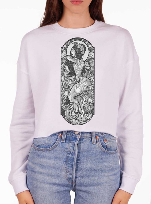Grapes - Multicolor on White Women's Cropped Sweatshirt