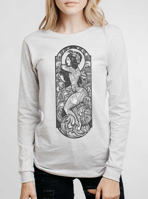 Grapes - Multicolor on Heather White Triblend Womens Long Sleeve