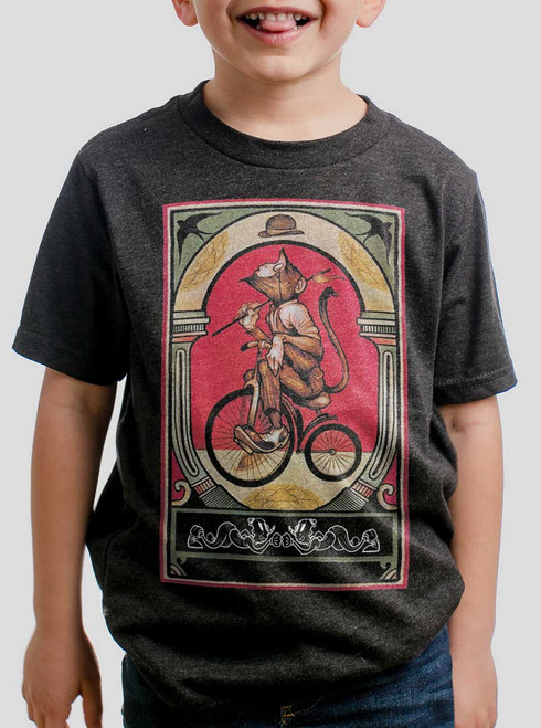 Monkeying Around - Multicolor on Heather Black Triblend Youth T-Shirt