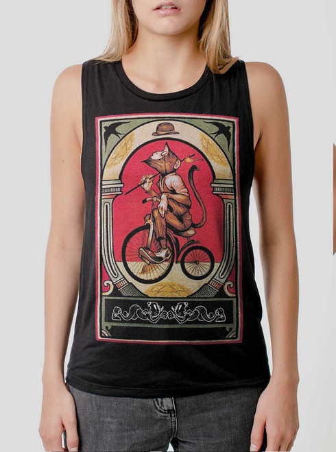 Monkeying Around - Multicolor on Black Womens Muscle Tank