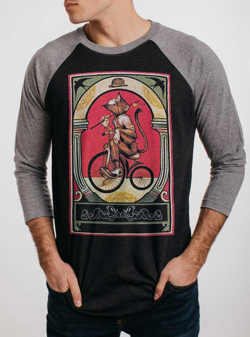 Monkeying Around - Multicolor on Heather Black and Grey Triblend Raglan Monkeying Around - Multicolor on Heather Black and Grey Triblend Raglan