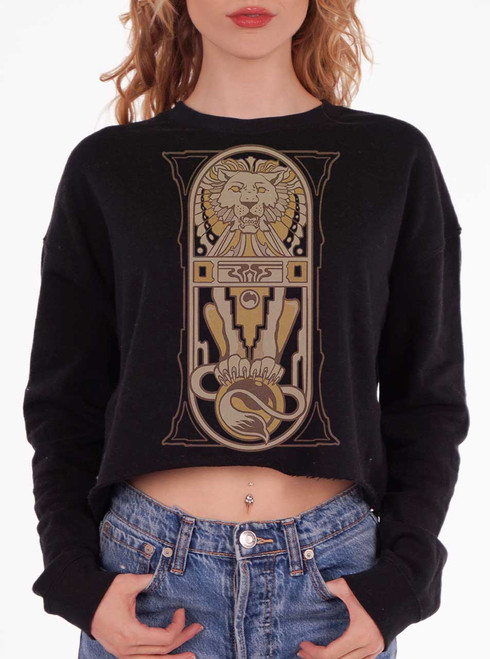 Leo - Multicolor on Black Women's Cropped Sweatshirt