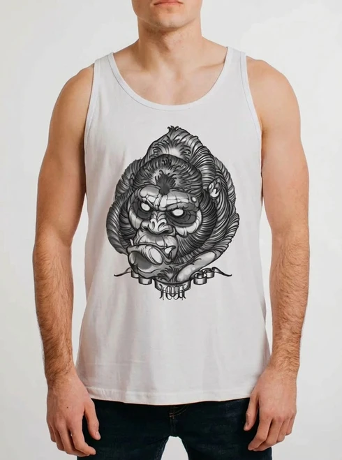 Gorilla Hug - Multicolor on White Mens Tank Top