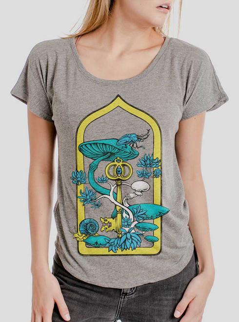 Hidden Key - Multicolor on Heather Grey Triblend Womens Dolman T Shirt