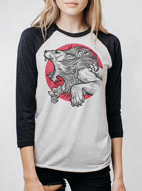 Lionheart - Multicolor on Heather White and Black Triblend Womens Raglan