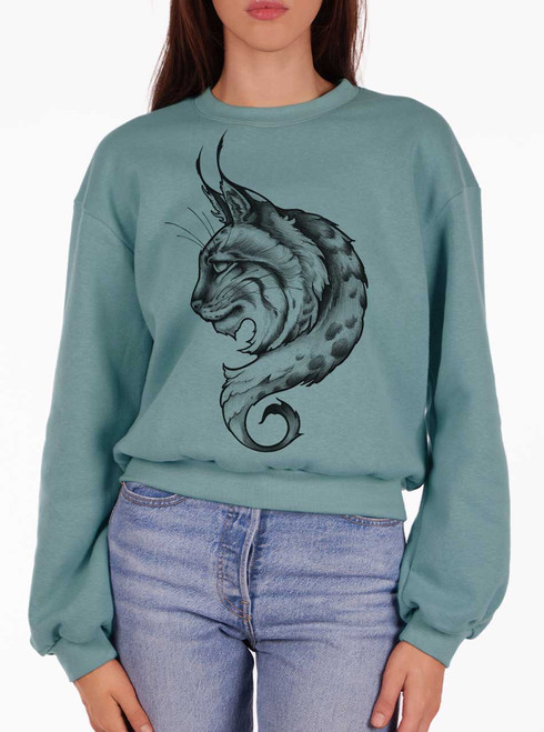 Bobcat - Black on Arctic Women's Balloon Sleeve Sweatshirt