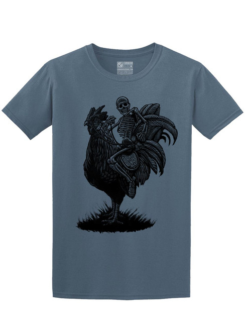 Rooster Ride - Black on Mens T Shirt - Curbside Clothing