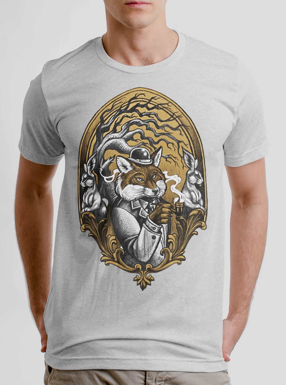 Sir Fox Multicolor On Heather White Triblend Mens T Shirt Curbside Clothing