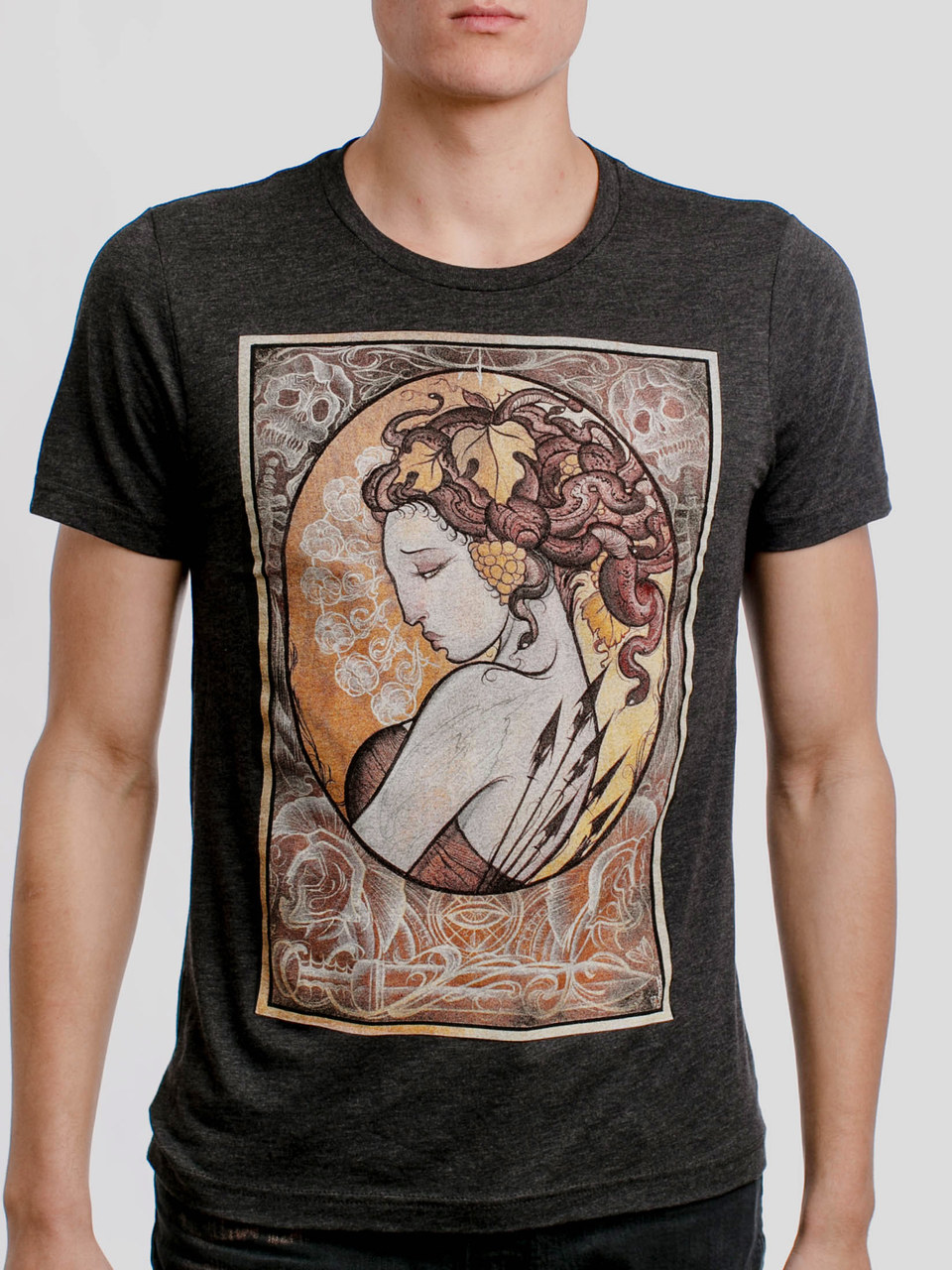 Medusa - Multicolor on Heather Black Triblend Mens T Shirt