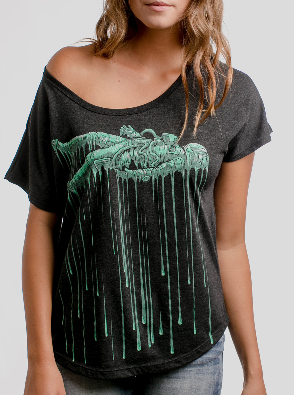Astro Drip Multicolor On Heather Black Triblend Womens Dolman T