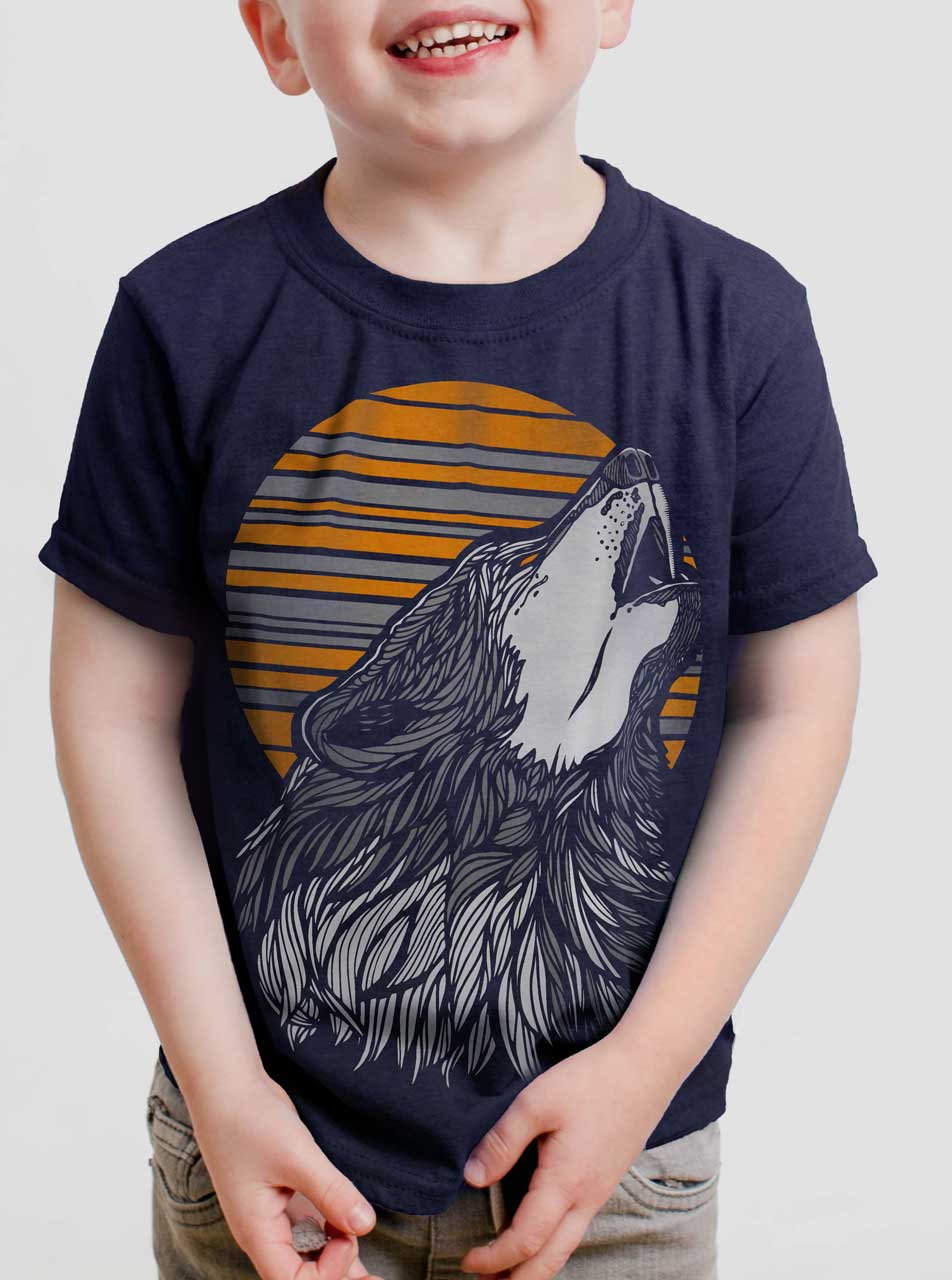 トップス IDEA BOOKS tee the mad shop wolf&wolff Wolf - Multicolor on Navy Toddler T-Shirt - Curbside Clothing