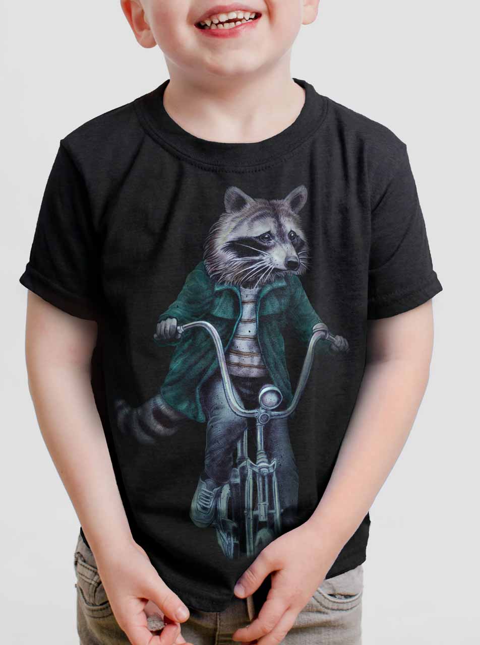 Raccoon - Multicolor on Black Toddler T-Shirt - Curbside