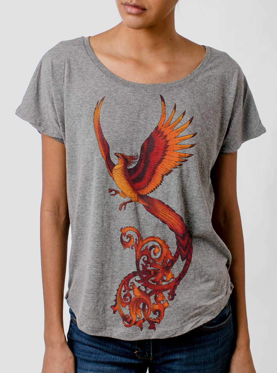 Phoenix - Multicolor on Heather Grey Triblend Womens Dolman T Shirt