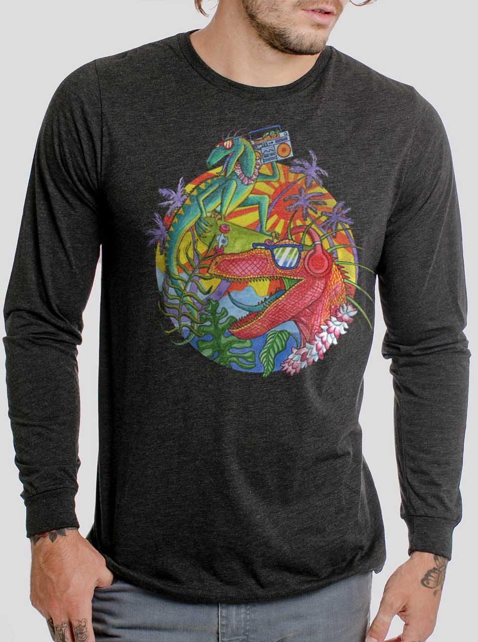 Rad Raptors Multicolor On Heather Black Triblend Men S Long Sleeve