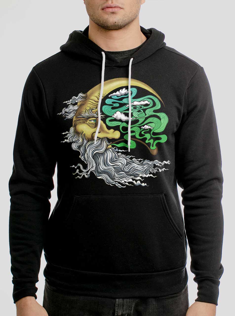 Man In The Moon Multicolor On Black Men S Pullover Hoodie