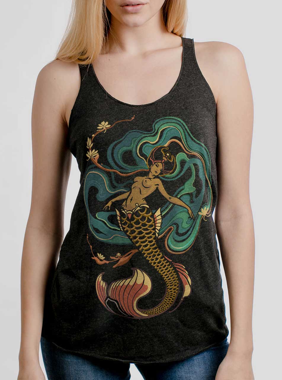 Mermaid - Multicolor on Heather Black Triblend Womens