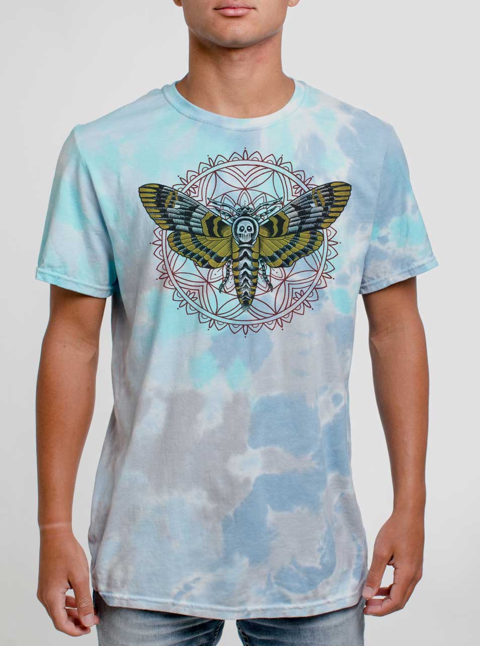 Death Head Multicolor On Turquoise Mens Tie Dye T Shirt