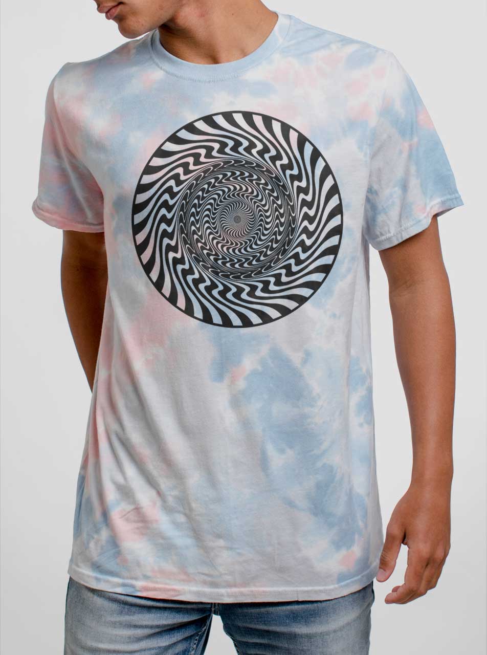 Psych Circle Black On Coral Mens Tie Dye T Shirt Curbside Clothing