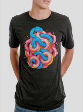 Donut Snake - Multicolor on Heather Black Triblend Mens T Shirt