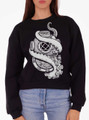 Kraken Diving - White on Black Women's Balloon Sleeve Sweatshirt