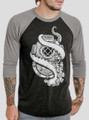Kraken Diving - White on Heather Black and Grey Triblend Raglan