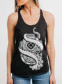 Kraken Diving - White on Heather Black Triblend Womens Racerback Tank Top