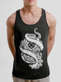 Kraken Diving - White on Heather Black Triblend Mens Tank Top