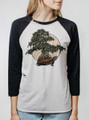 Bonsai Turtle - Multicolor on Heather White and Black Triblend Womens Raglan