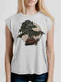 Bonsai Turtle - Multicolor on White Women's Rolled Cuff T-Shirt