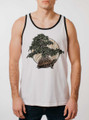 Bonsai Turtle - Multicolor on White with Black Mens Tank Top