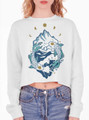Equinox - Multicolor on White Women's Cropped Sweatshirt
