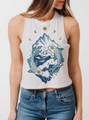 Equinox - Multicolor on White Womens Cropped Racerback Tank