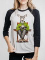 Camping Deer - Multicolor on Heather White and Black Triblend Womens Raglan